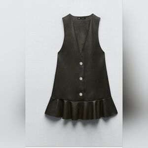 Zara faux leather sleeveless pinafore dress